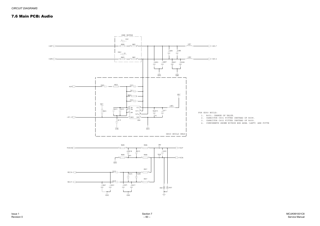 Main pcb: audio, 6 main pcb: audio | Panasonic EB-GD30 User Manual | Page 66 / 90