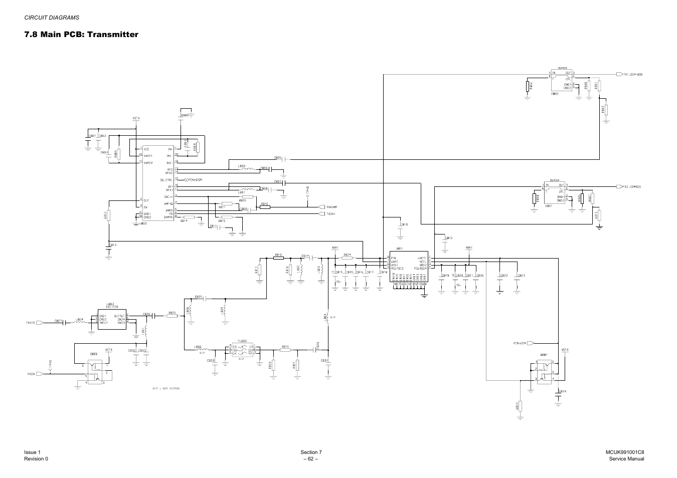 Main pcb: transmitter, 8 main pcb: transmitter | Panasonic EB-GD30 User Manual | Page 68 / 90