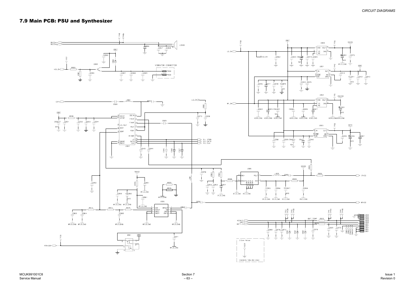 Main pcb: psu and synthesizer, 9 main pcb: psu and synthesizer | Panasonic EB-GD30 User Manual | Page 69 / 90