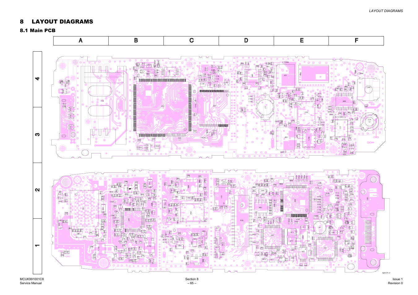 8 layout diagrams, Main pcb | Panasonic EB-GD30 User Manual | Page 71 / 90