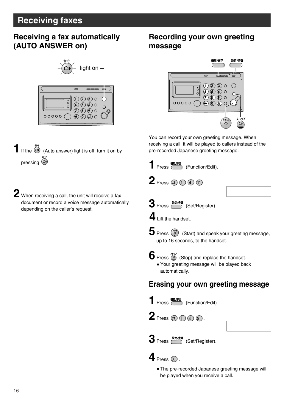 Receiving faxes | Panasonic KX-PW93CW User Manual | Page 16 / 24