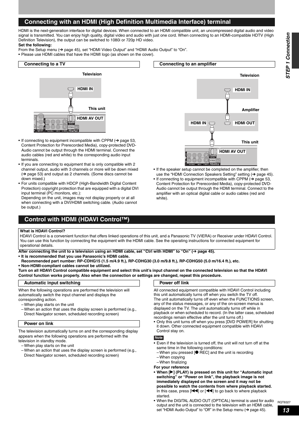 Control with hdmi (hdavi control™) | Panasonic DMR-ES25 User Manual | Page 13 / 60