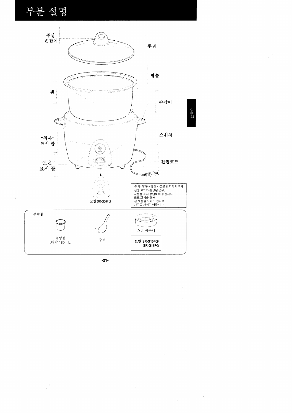Panasonic Rice Cooker/Steamer SR'GO6FG/SR.G10FG/SR.GI8FG User Manual | Page 21 / 44