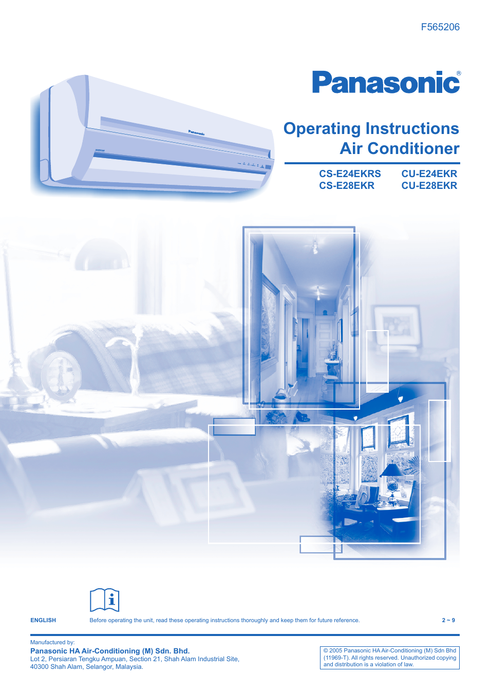 Panasonic CS-E28EKR User Manual | 12 pages