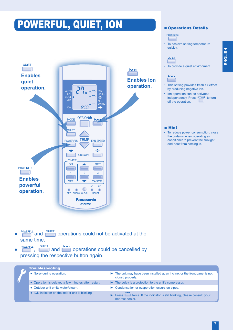 Powerful, quiet, ion | Panasonic CS-E28EKR User Manual | Page 7 / 12