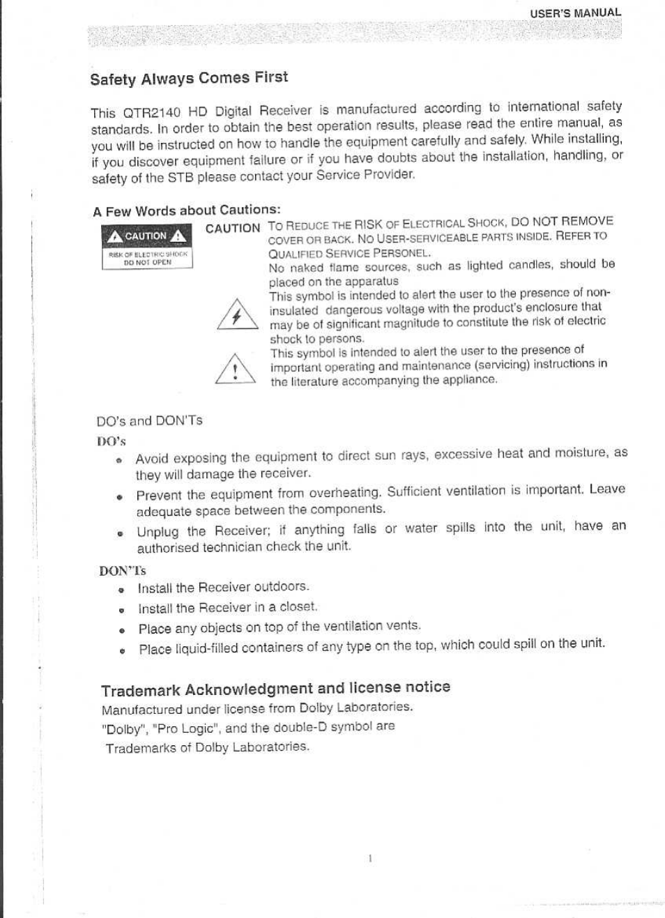 Panasonic QTR 2140 User Manual | Page 2 / 22