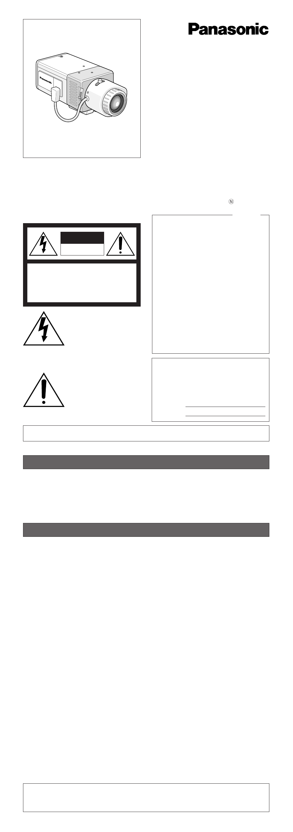 Panasonic WV-CP474 User Manual | 12 pages