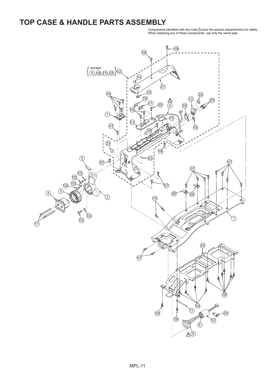 Top case & handle parts assembly | Panasonic AG-HPX500MC User Manual | Page 12 / 23