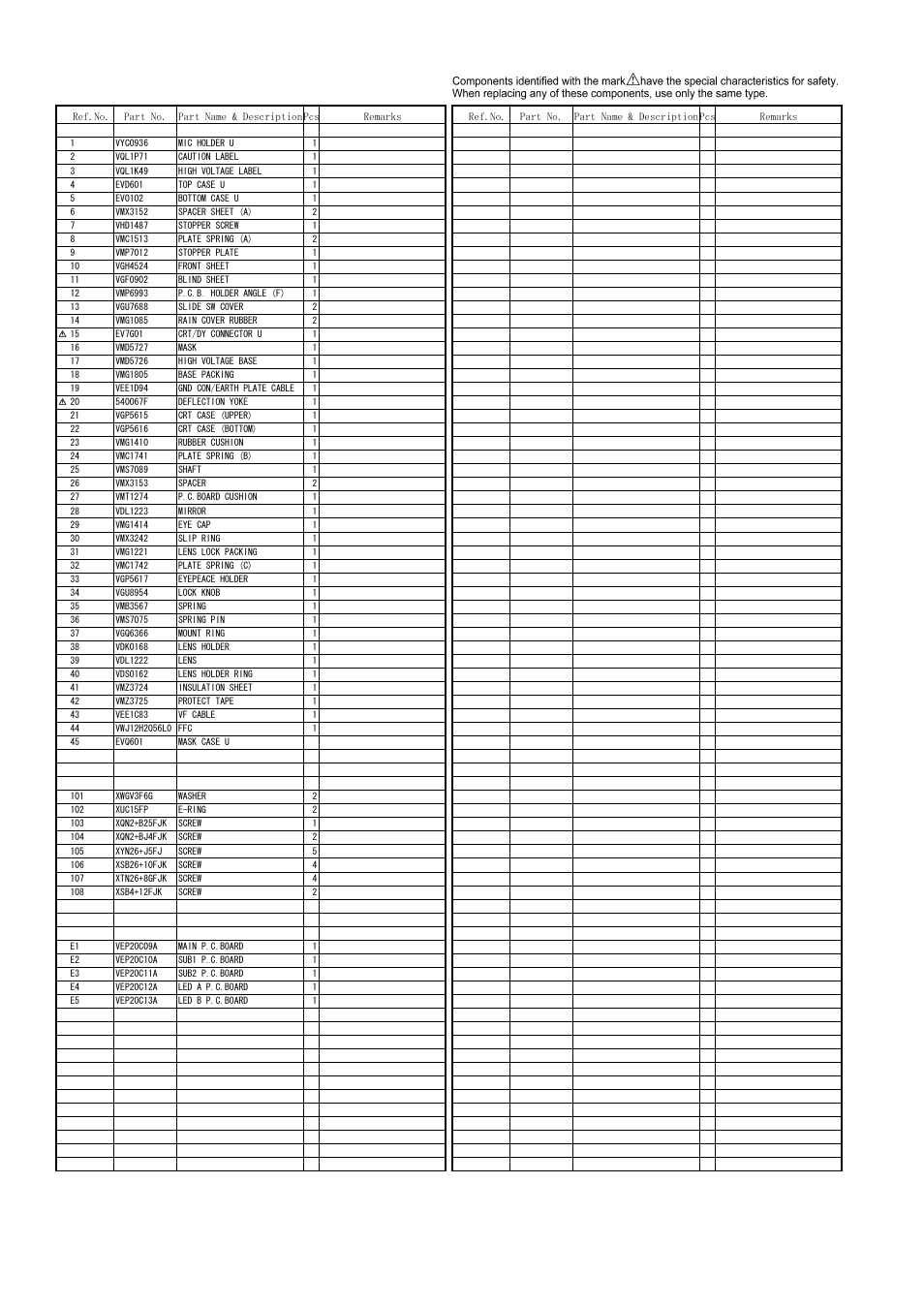 Vf parts assembly, Mpl-20 | Panasonic AG-HPX500MC User Manual | Page 21 / 23
