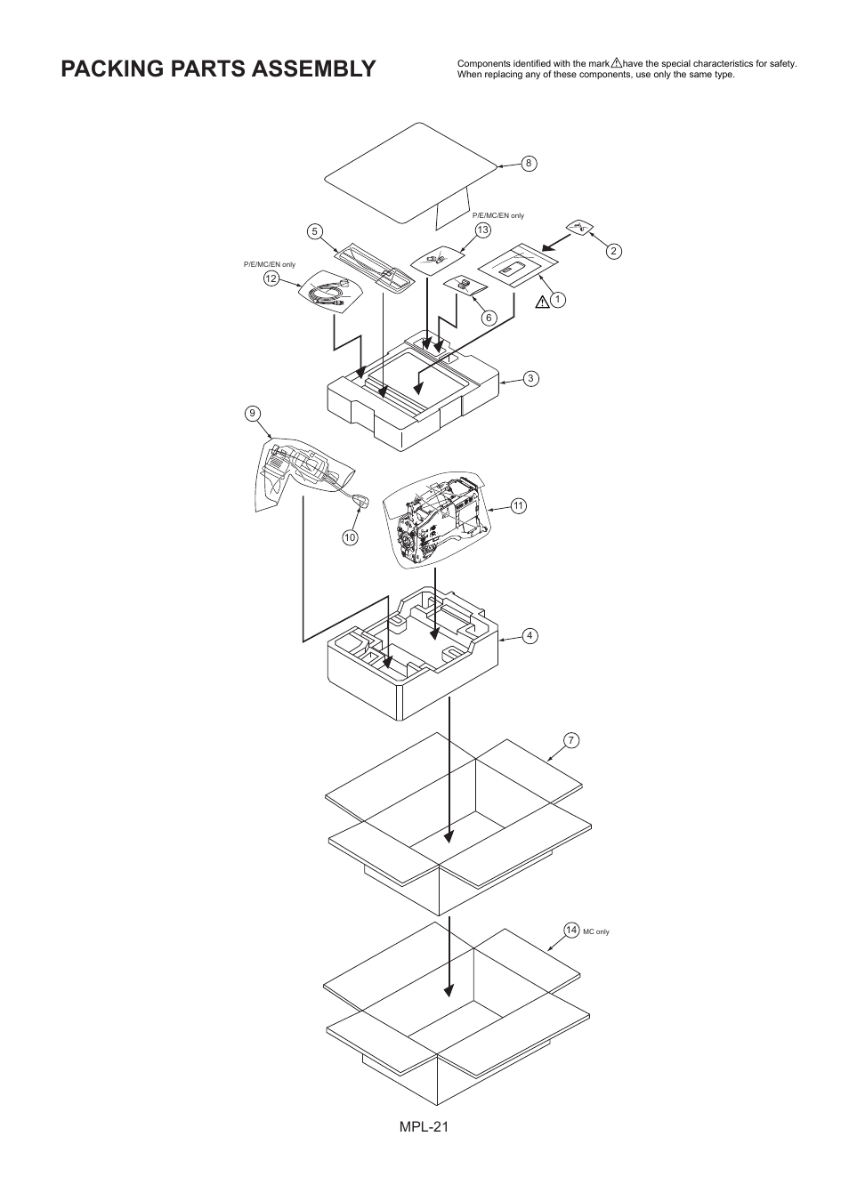 Packing parts assembly, Mpl-21 | Panasonic AG-HPX500MC User Manual | Page 22 / 23