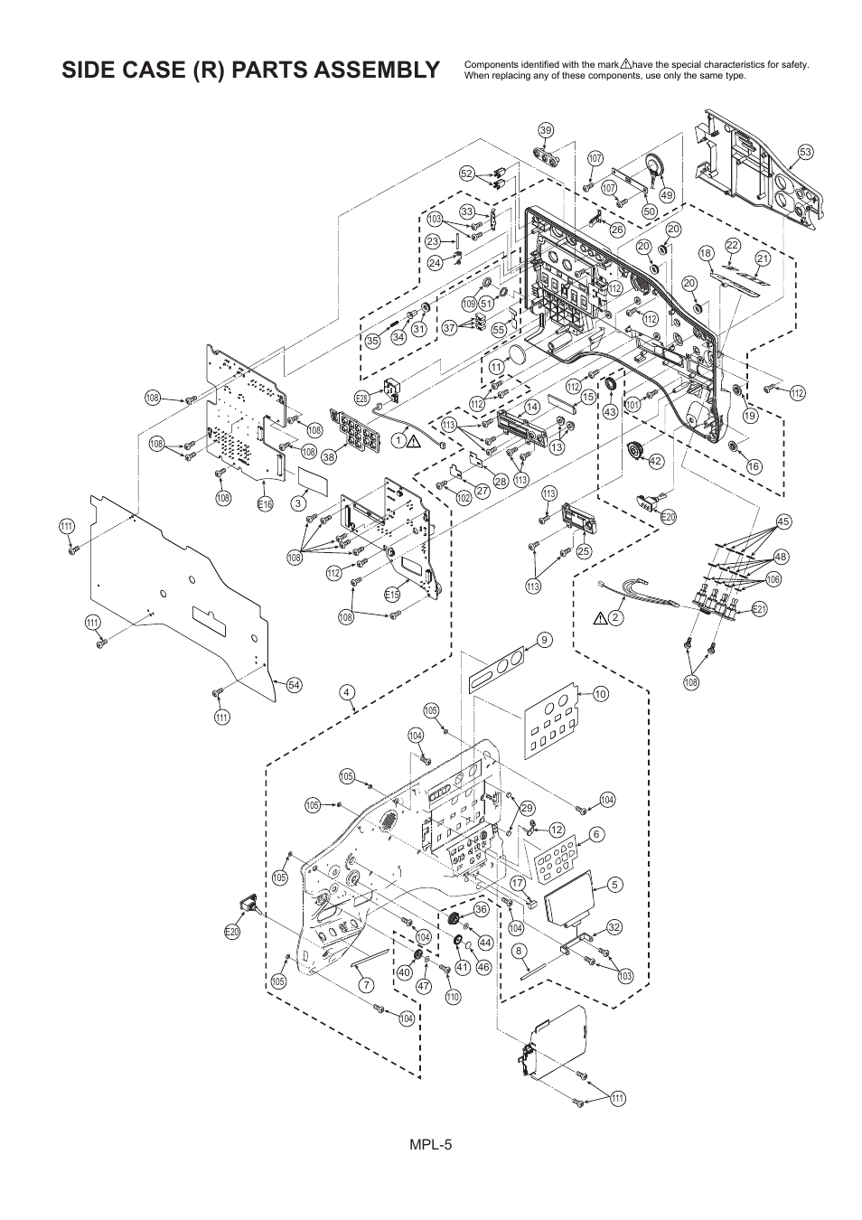 Side case (r) parts assembly, Mpl-5 | Panasonic AG-HPX500MC User Manual | Page 6 / 23