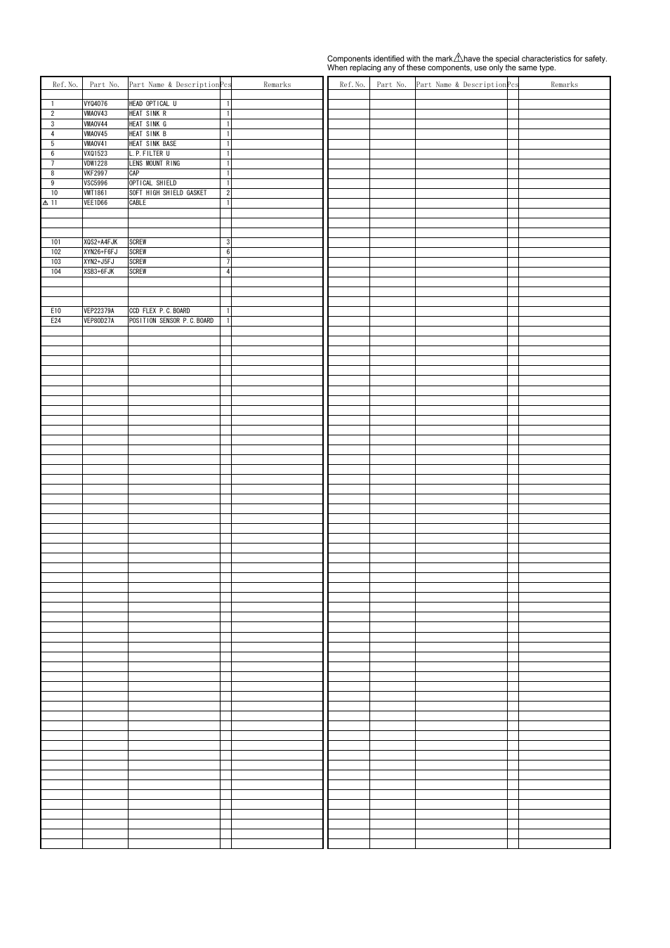 Camera parts assembly (1), Mpl-8 | Panasonic AG-HPX500MC User Manual | Page 9 / 23