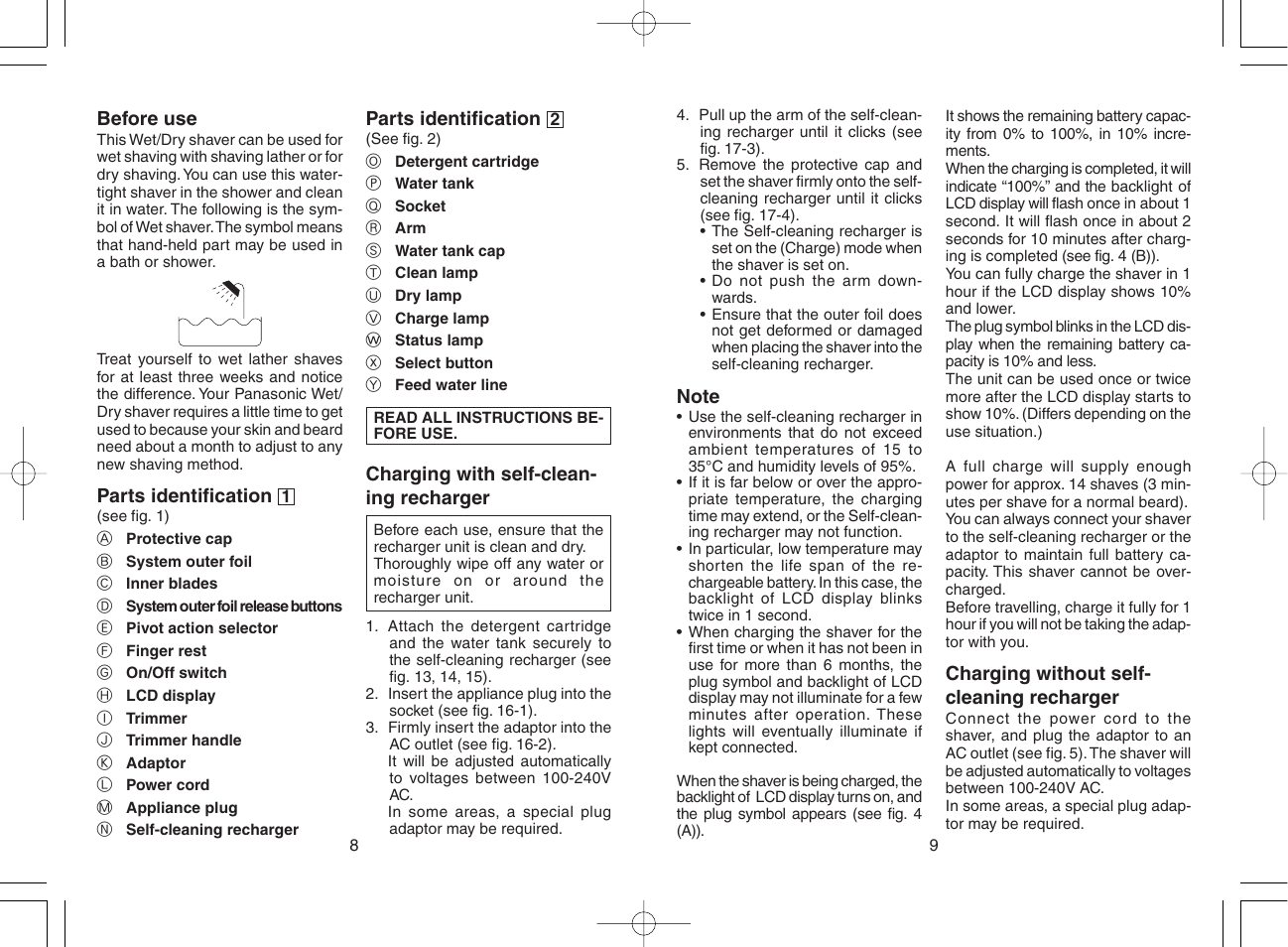 English | Panasonic ES8168 User Manual | Page 5 / 20