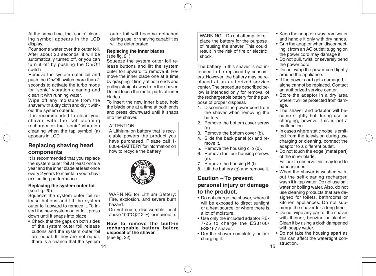 Panasonic ES8168 User Manual | Page 8 / 20