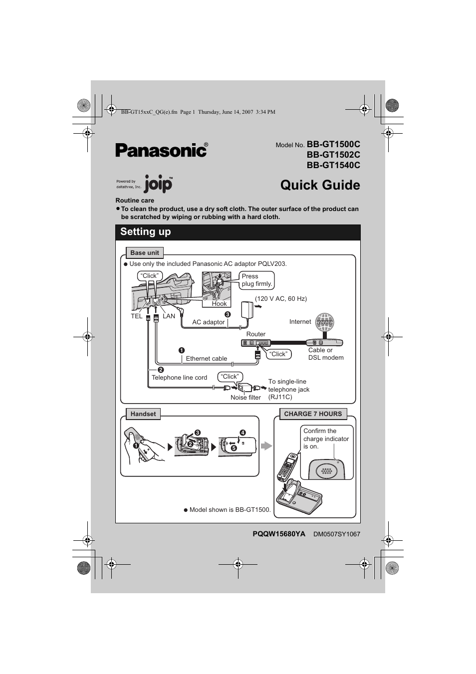 Panasonic BB-GT1500 User Manual | 10 pages