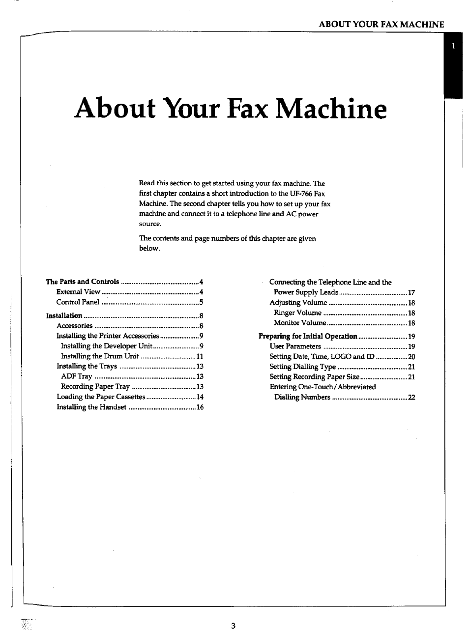 About your fax machine | Panasonic Panafax UF-766 User Manual | Page 11 / 142