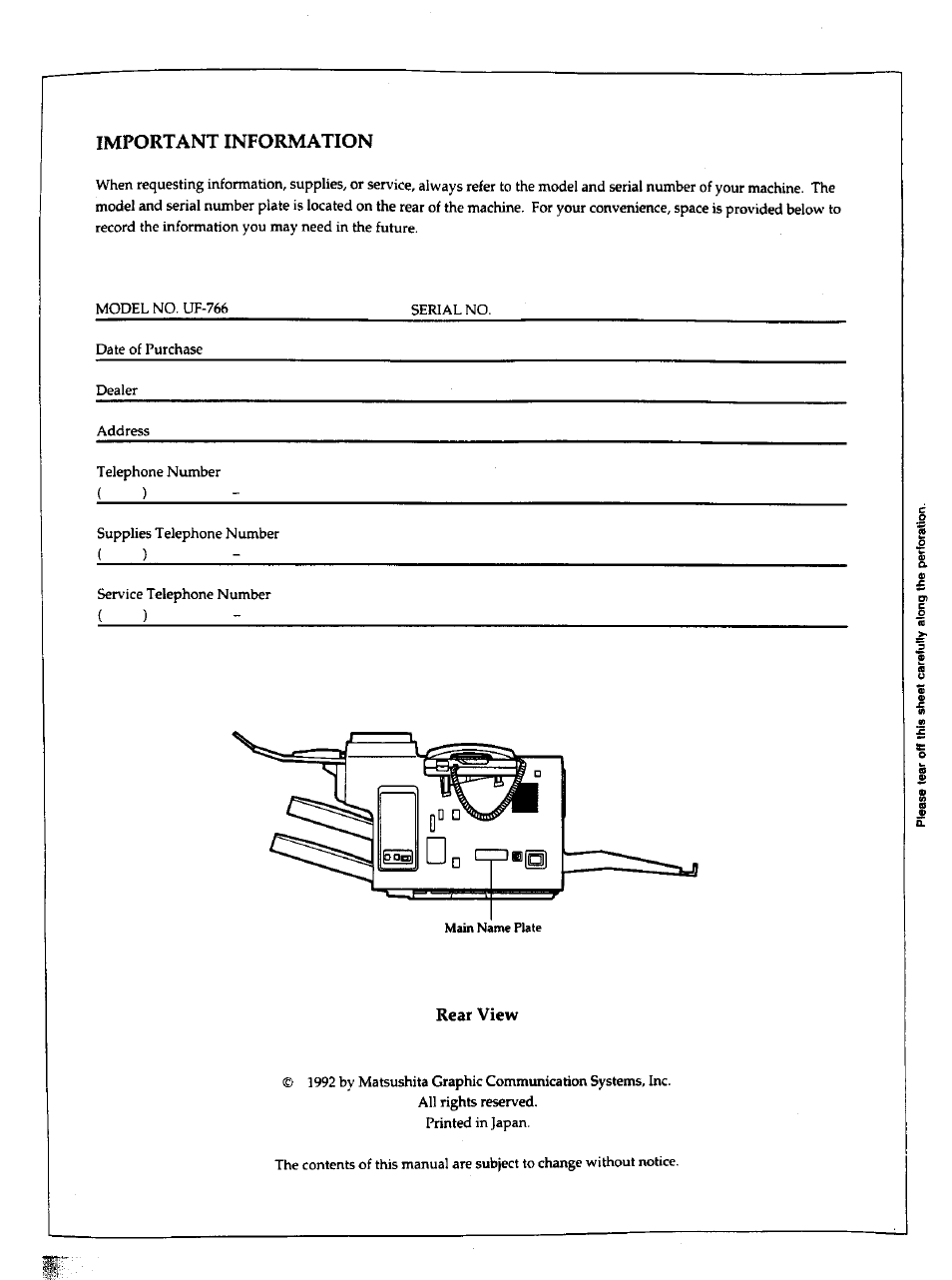 Panasonic Panafax UF-766 User Manual | Page 2 / 142