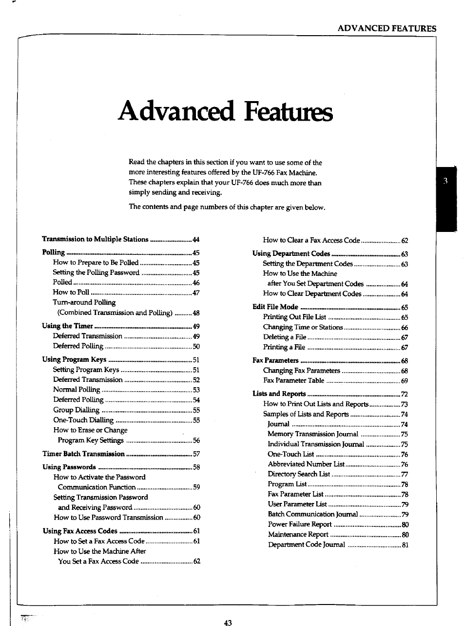 Advanced features | Panasonic Panafax UF-766 User Manual | Page 50 / 142