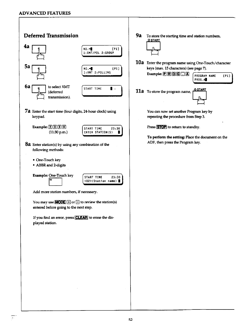 Deferred transmission 4a 1 | Panasonic Panafax UF-766 User Manual | Page 59 / 142