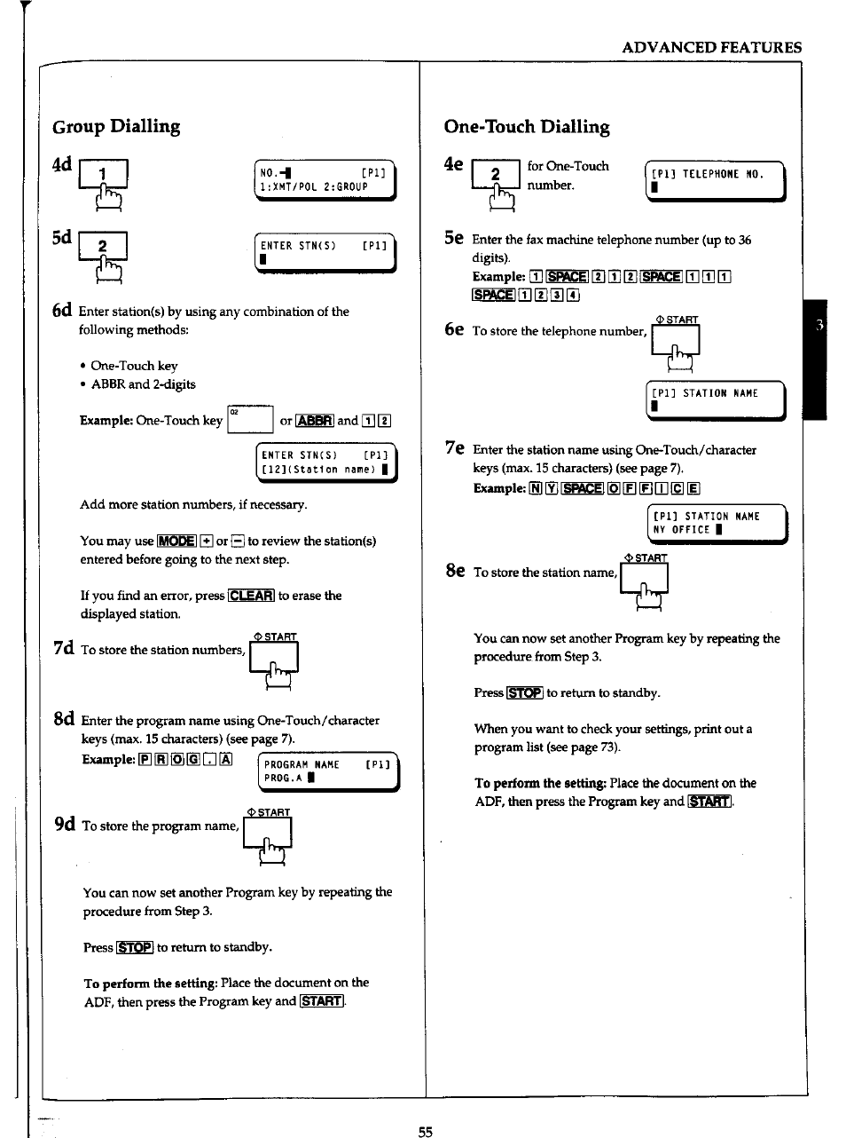 Group dialling 4d 5d 6d, One-touch dialling 6e | Panasonic Panafax UF-766 User Manual | Page 62 / 142