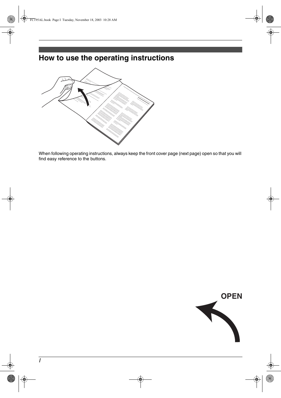 Location of controls, How to use the operating instructions, Open | Panasonic KX-FC195AL User Manual | Page 2 / 86