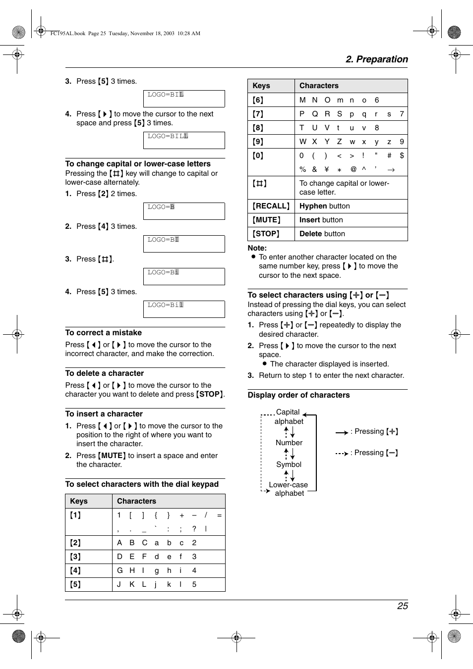 Preparation 25 | Panasonic KX-FC195AL User Manual | Page 27 / 86