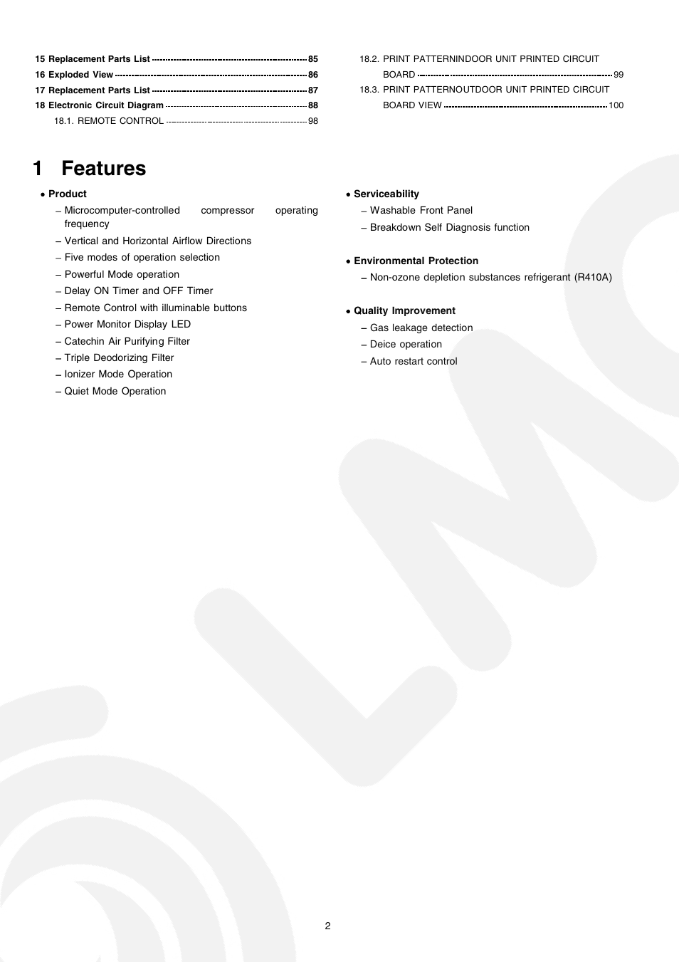 1 features | Panasonic CS-E21CKE User Manual | Page 2 / 100