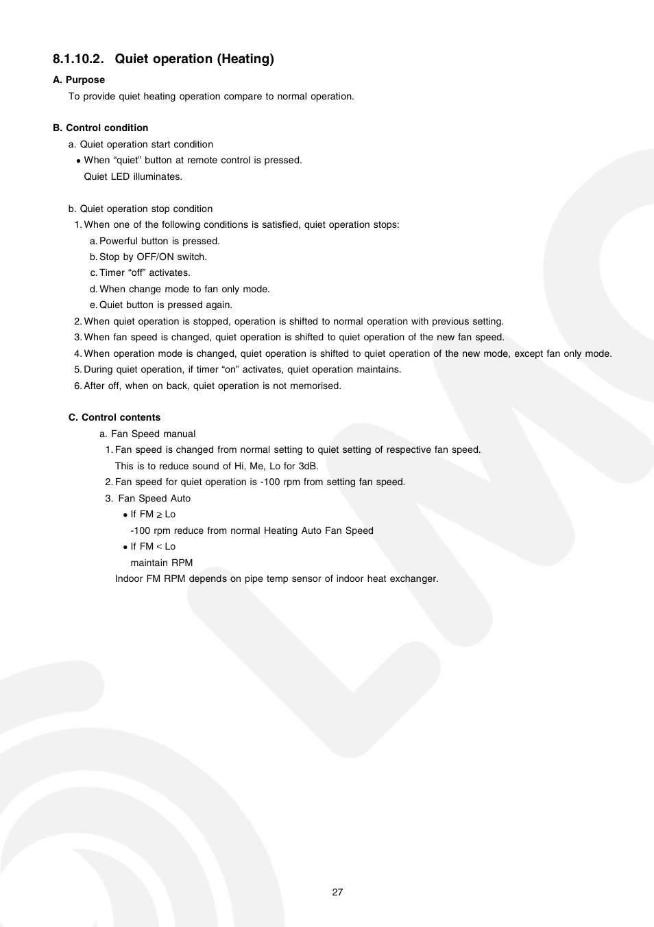 Quiet operation (heating) | Panasonic CS-E21CKE User Manual | Page 27 / 100