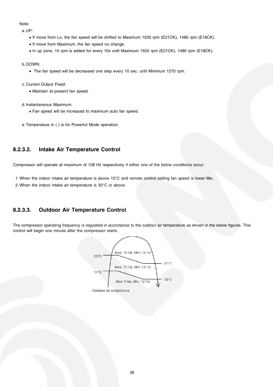 Intake air temperature control, Outdoor air temperature control | Panasonic CS-E21CKE User Manual | Page 38 / 100