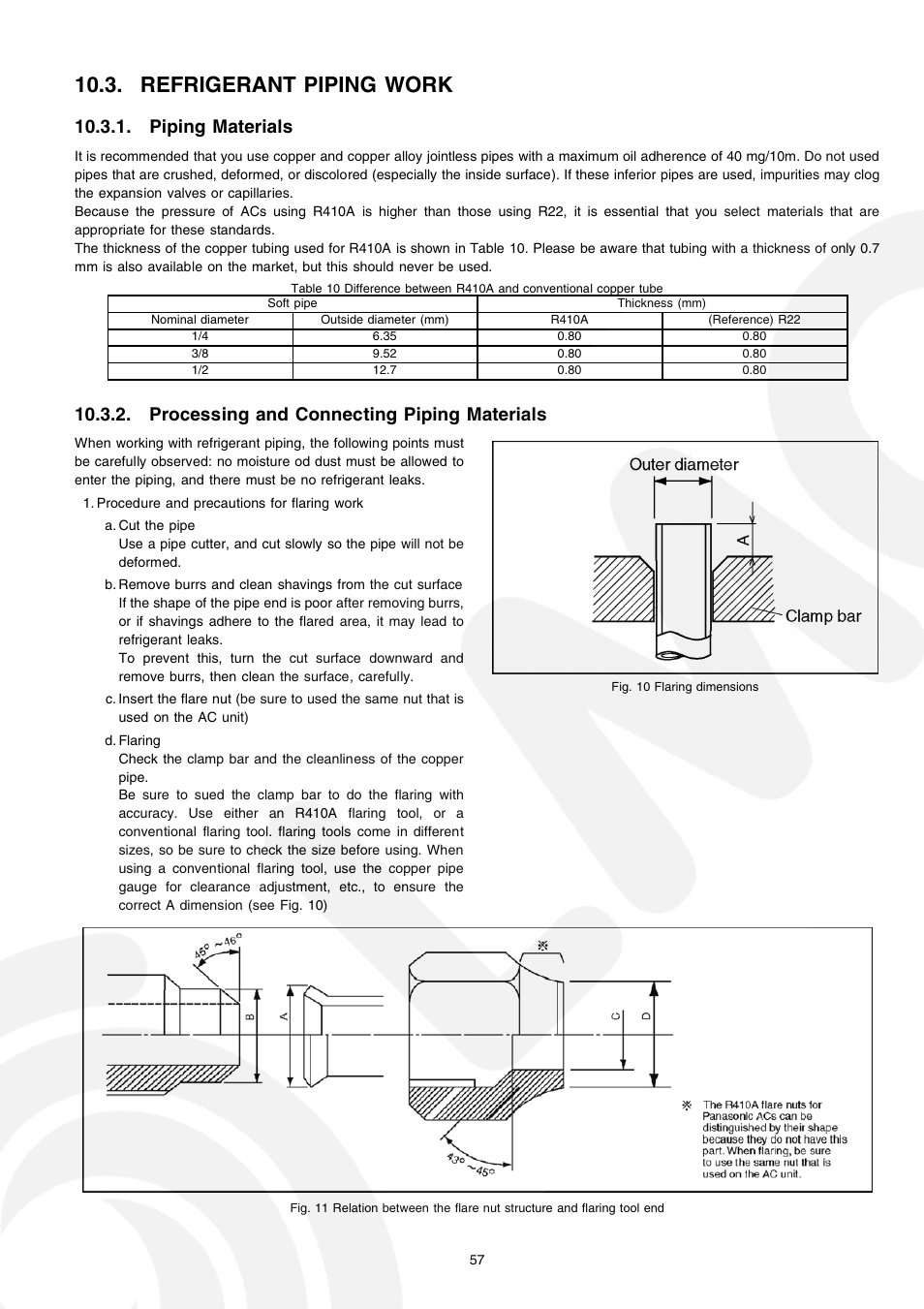 Refrigerant piping work, Piping materials, Processing and connecting piping materials | Panasonic CS-E21CKE User Manual | Page 57 / 100