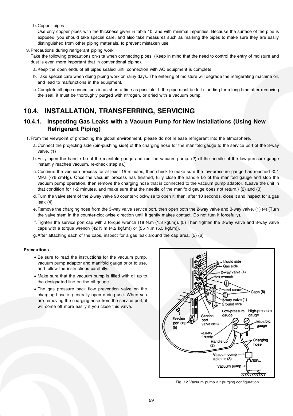Installation, transferring, servicing | Panasonic CS-E21CKE User Manual | Page 59 / 100