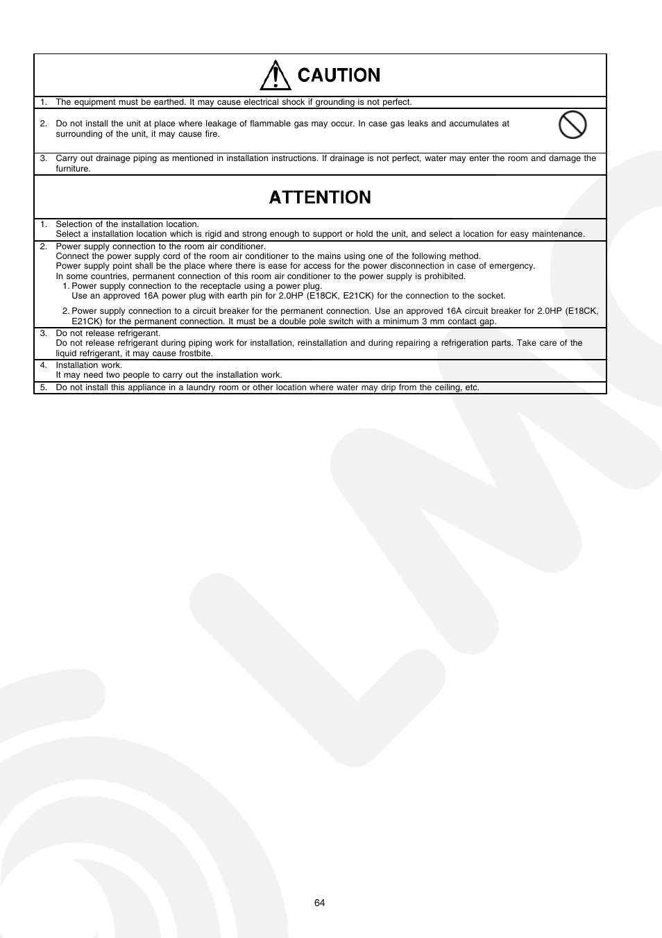Panasonic CS-E21CKE User Manual | Page 64 / 100