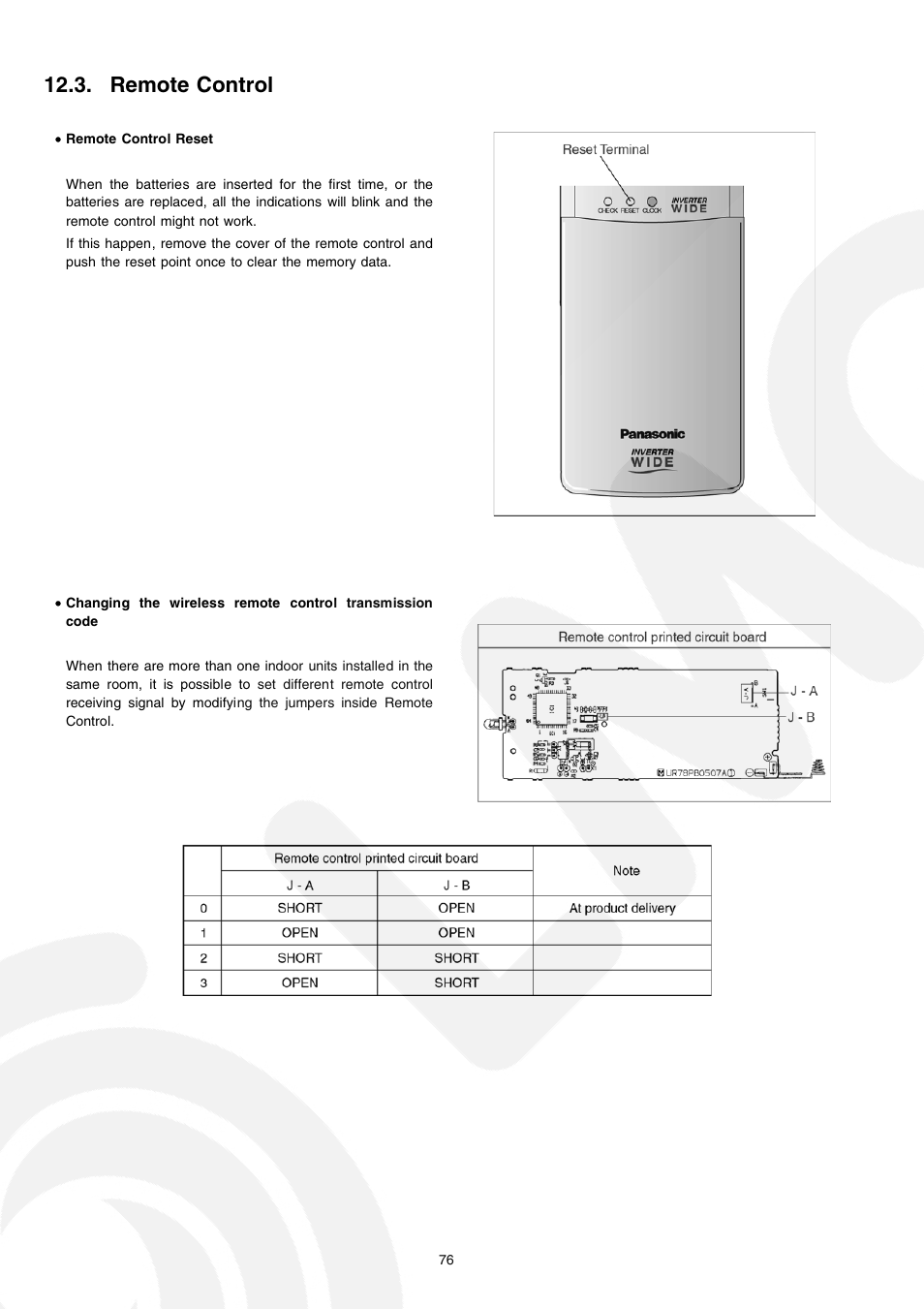 Remote control | Panasonic CS-E21CKE User Manual | Page 76 / 100