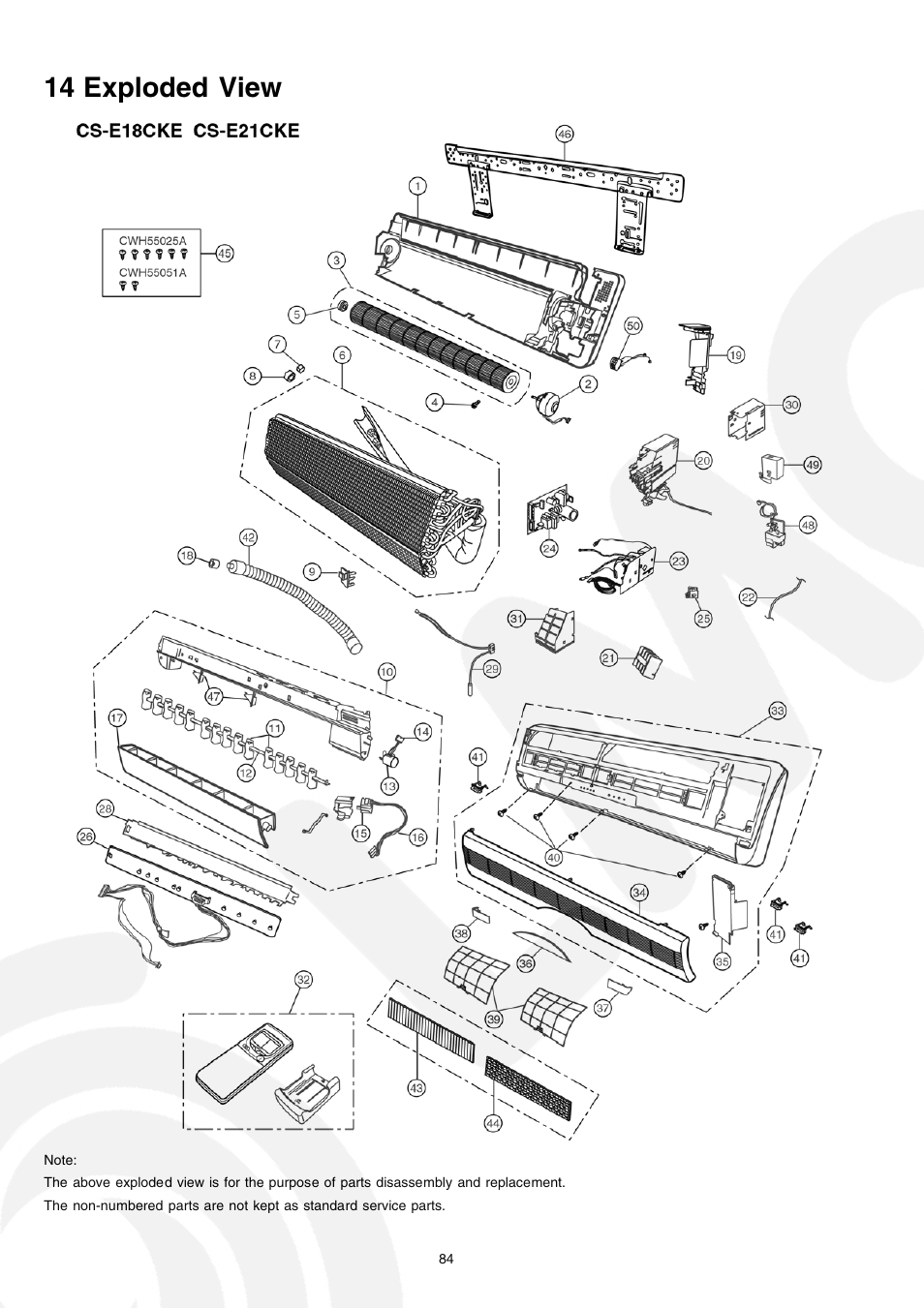 14 exploded view | Panasonic CS-E21CKE User Manual | Page 84 / 100