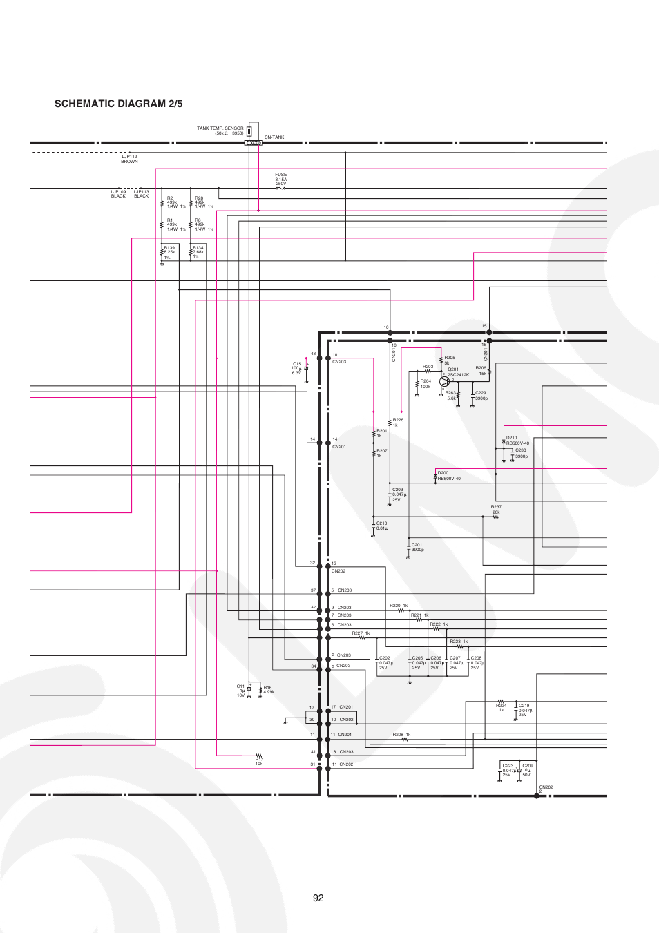Schematic diagram 2/5 | Panasonic CS-E21CKE User Manual | Page 92 / 100