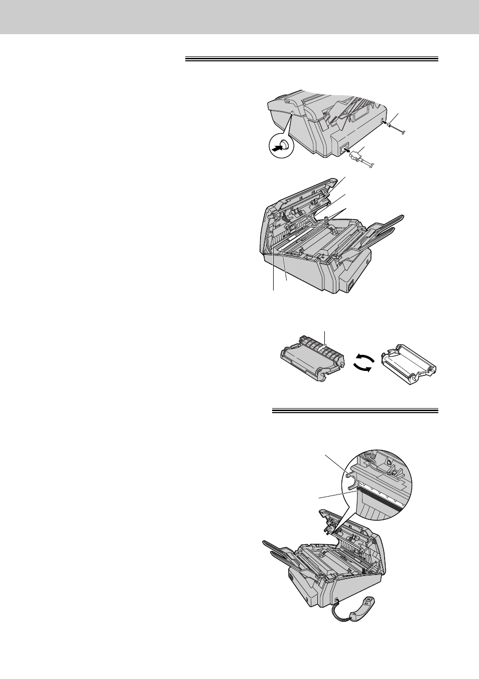 Cleaning, Cleaning document feeder, Thermal head and black bar | Panasonic KX-FP121AL User Manual | Page 126 / 140