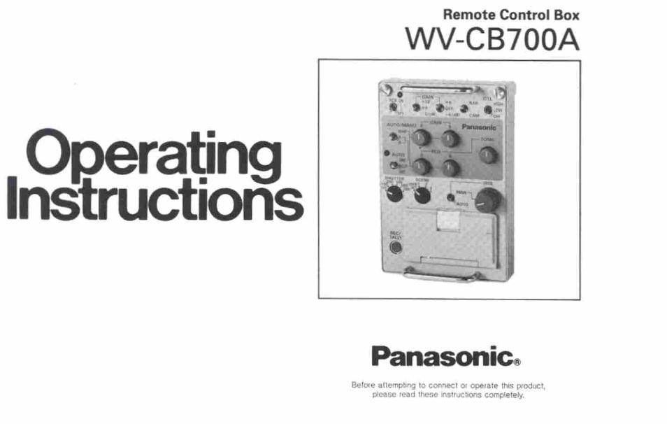 Panasonic WV-CB700A User Manual | 16 pages