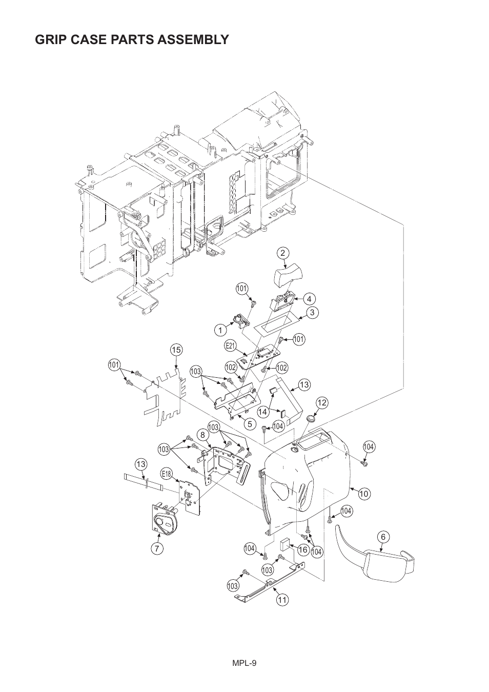 Grip case parts assembly | Panasonic AG-HMC151E User Manual | Page 10 / 15