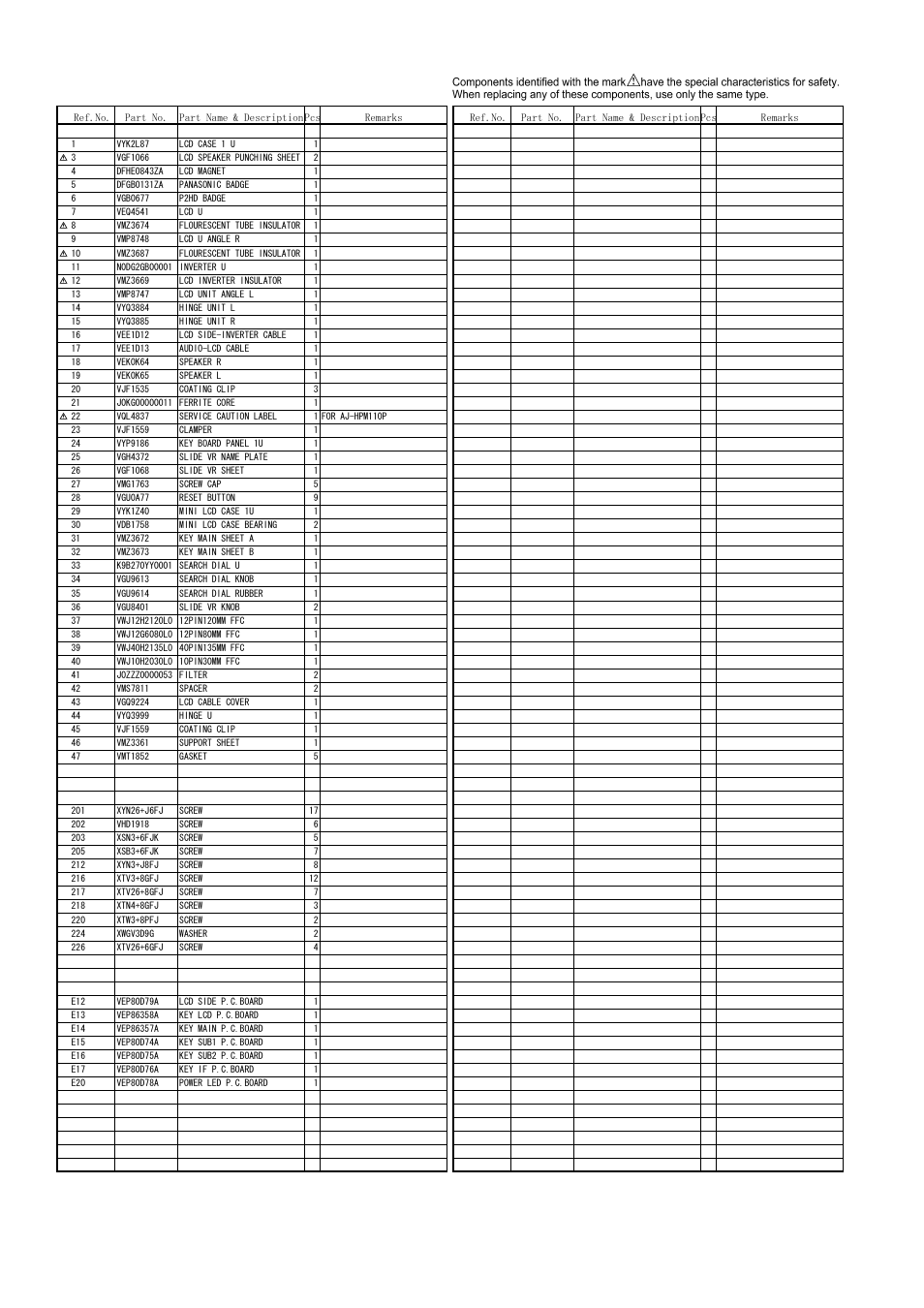 Casing parts assembly (3), Mpl-6 | Panasonic AJ-HPM110MC User Manual | Page 7 / 9