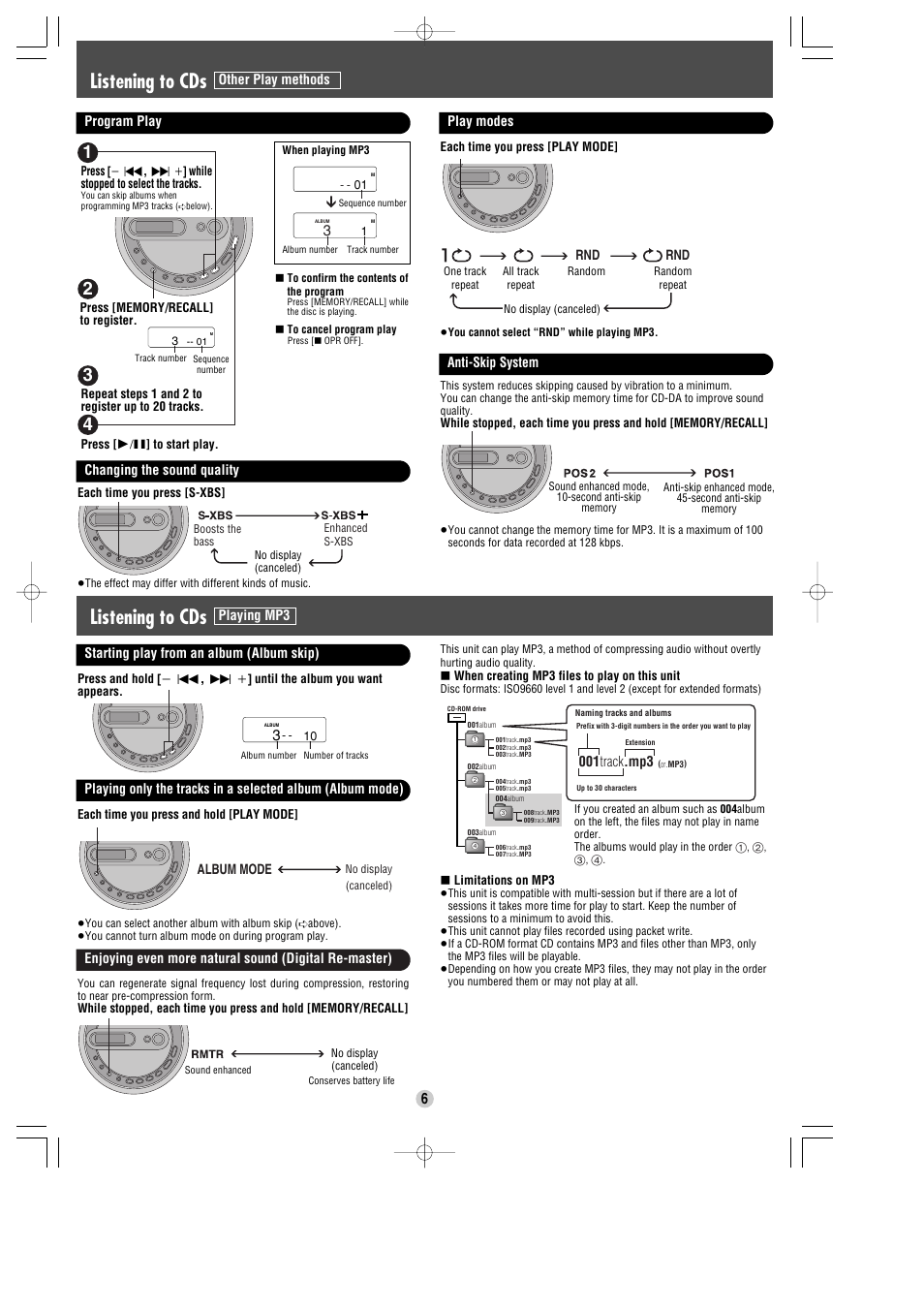 Listening to cds | Panasonic SL-SK574V User Manual | Page 6 / 8