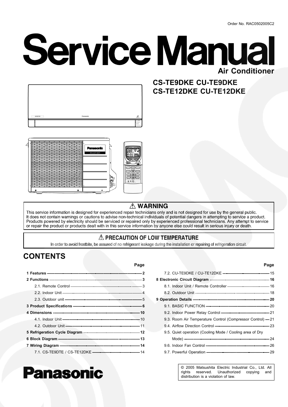 Panasonic CU-TE12DKE User Manual | 80 pages