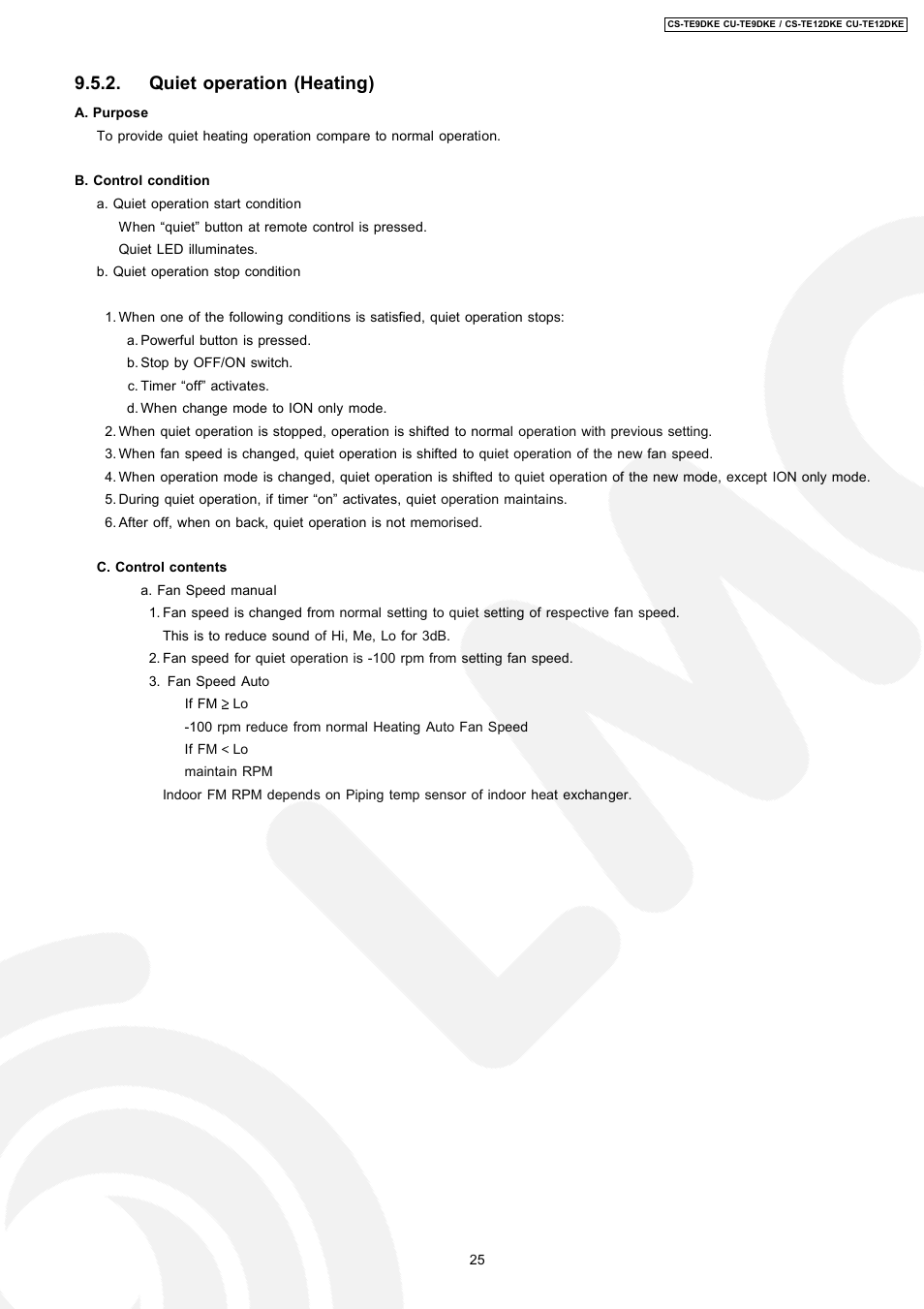 Quiet operation (heating) | Panasonic CU-TE12DKE User Manual | Page 25 / 80