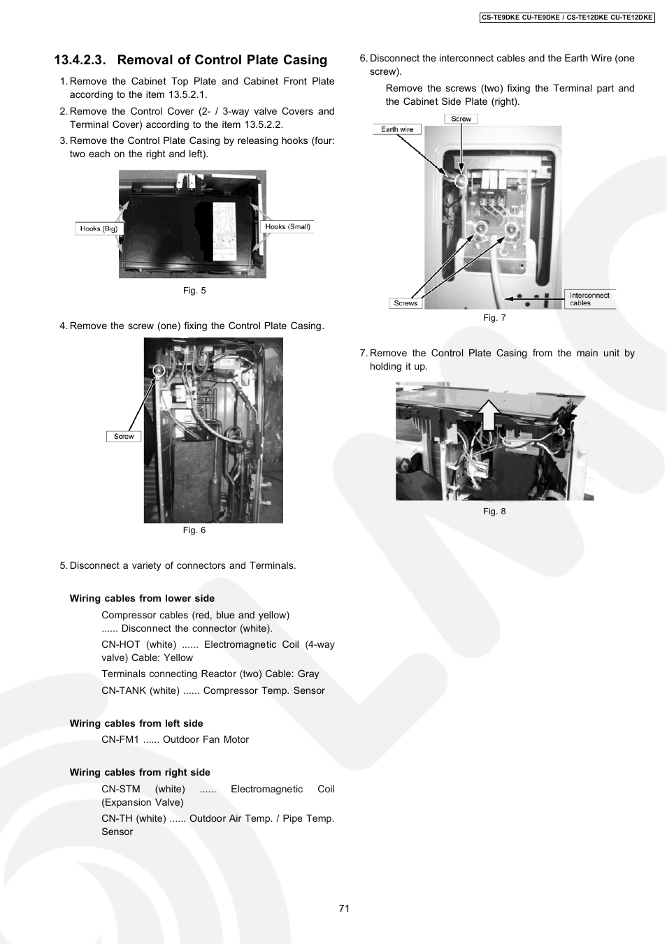 Removal of control plate casing | Panasonic CU-TE12DKE User Manual | Page 71 / 80