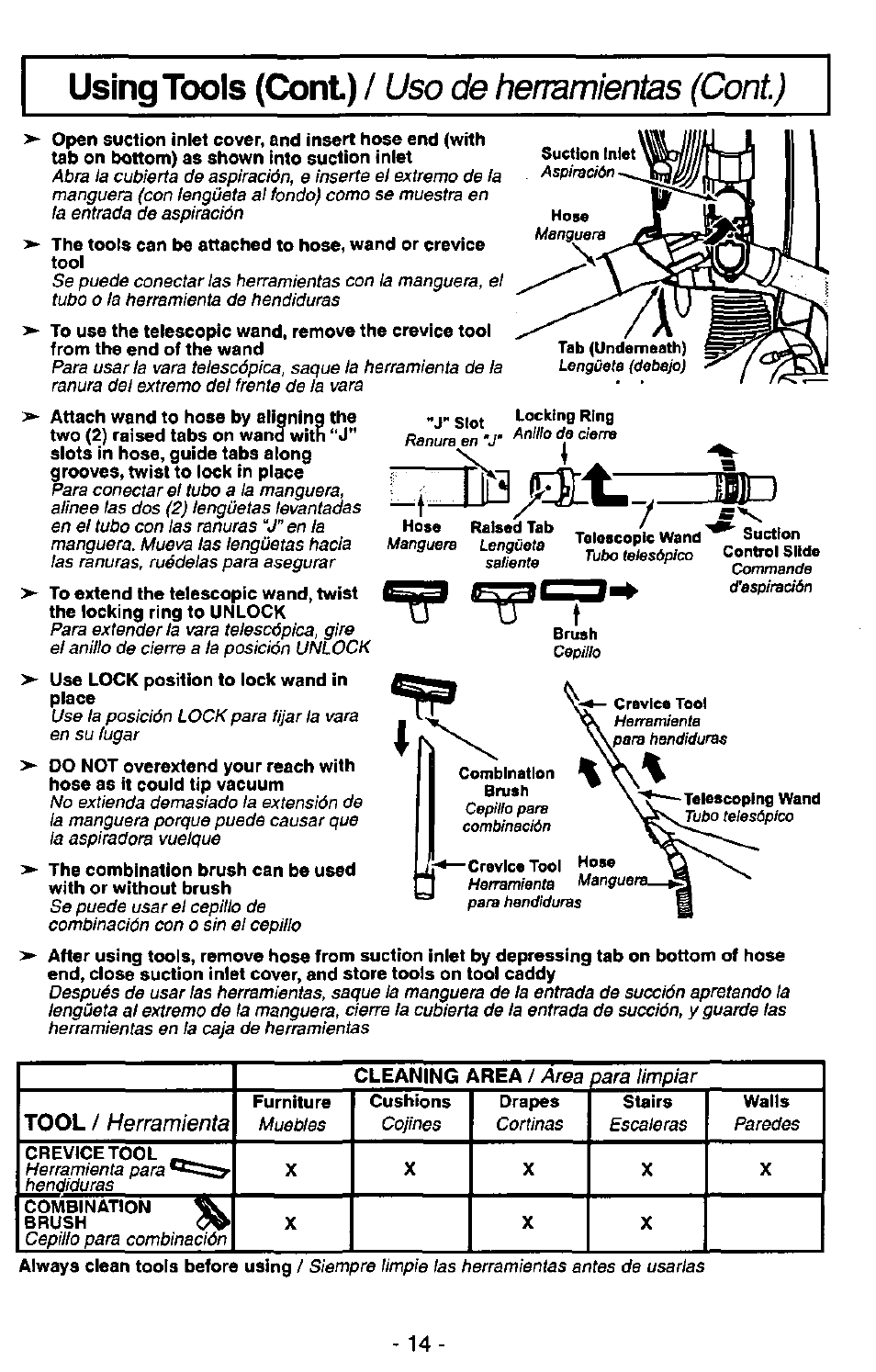 Herramienta | Panasonic MC-V7515 User Manual | Page 14 / 28
