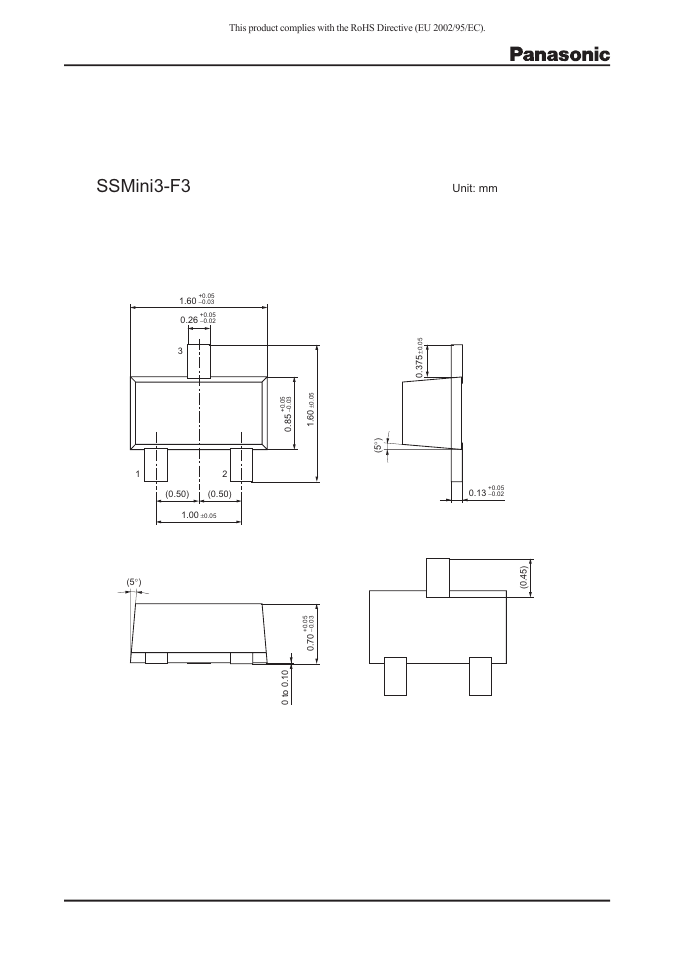 Ssmini3-f3, Unit: mm | Panasonic 2SA2174G User Manual | Page 3 / 4