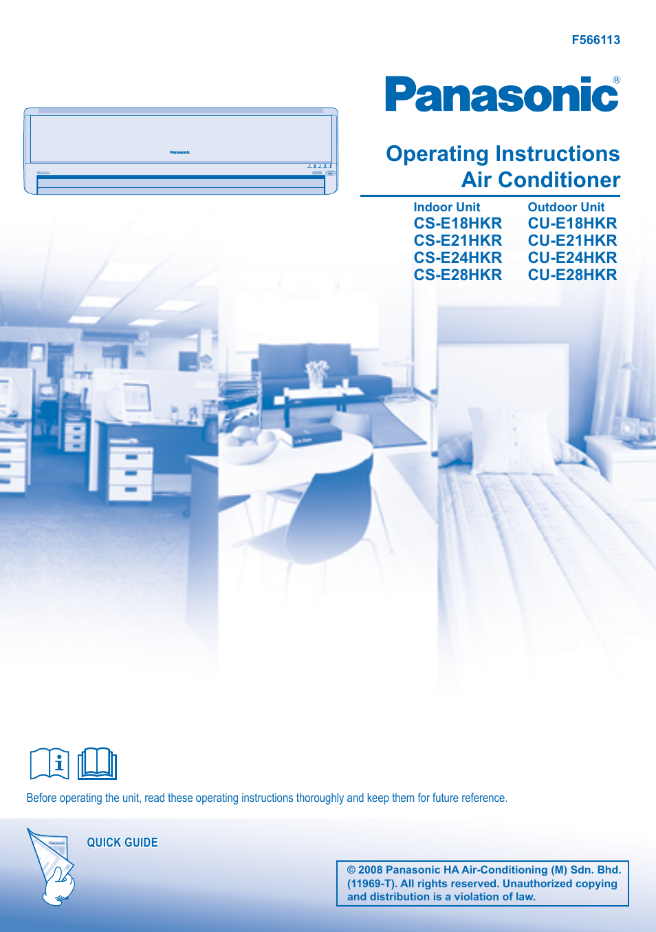 Panasonic CS-E28HKR User Manual | 8 pages