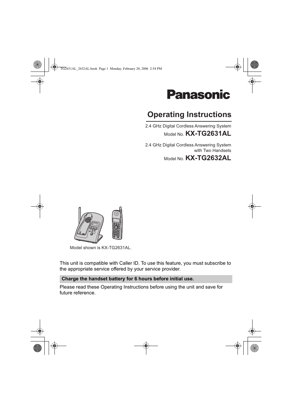 Panasonic KX-TG2631AL User Manual | 56 pages