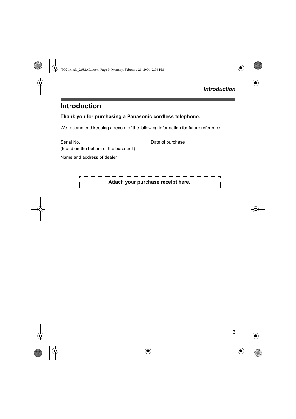 Introduction | Panasonic KX-TG2631AL User Manual | Page 3 / 56