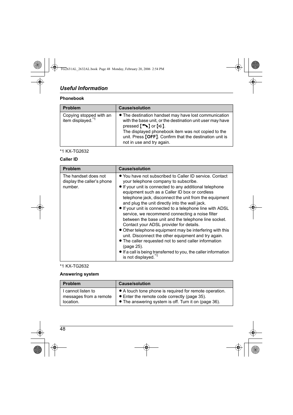 Panasonic KX-TG2631AL User Manual | Page 48 / 56