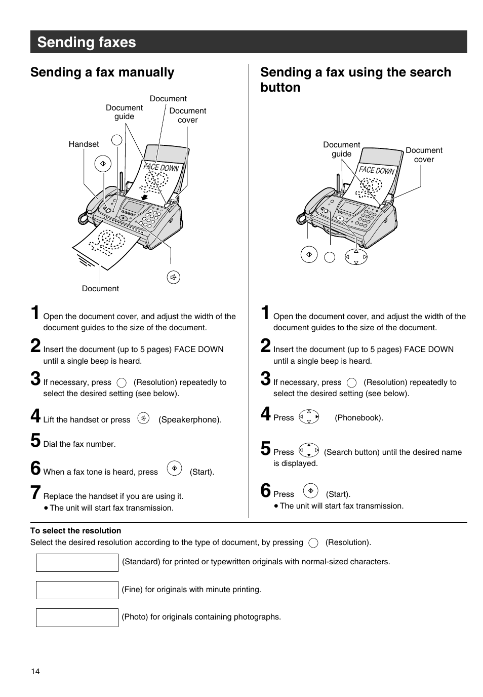 Sending faxes | Panasonic KX-PW301DL User Manual | Page 14 / 32